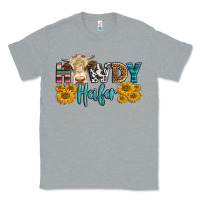 Heather Grey Western Howdy Heifer With Simmental Cow Classic Tee - LillyAllenDesigns