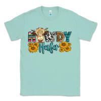 Seafoam Western Howdy Heifer With Simmental Cow Classic Tee - LillyAllenDesigns