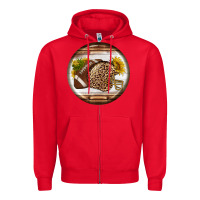 Red american football round earrings Zipper Hoodie - BundleAndBundleShop