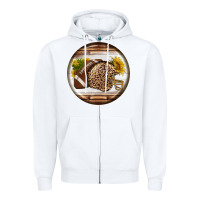 White american football round earrings Zipper Hoodie - BundleAndBundleShop
