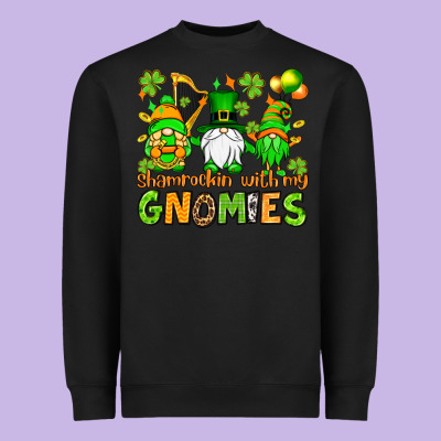 St. Patrick's Day Shamrockin' With My Gnomies Heavyweight Sweatshirt Designed By Oliviacreatesart