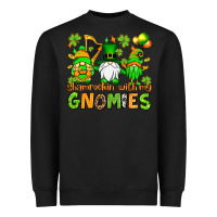 Black St. Patrick's Day shamrockin' with my gnomies Heavyweight Sweatshirt - OliviaCreatesArt