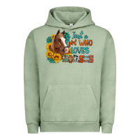 Pigment Oil Green just a girl who loves horses Urban Hoodie - Artiststas