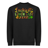 Black St. Patrick's Luckiest lunch lady ever Heavyweight Sweatshirt - OliviaCreatesArt