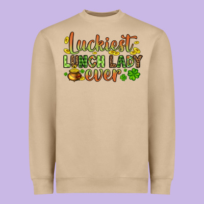 St. Patrick's Luckiest Lunch Lady Ever Heavyweight Sweatshirt Designed By Oliviacreatesart