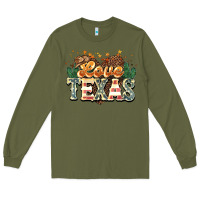 Army Green Love Texas 4th of july Long Sleeve Tee - HowdyJamesFarm