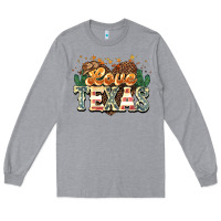 Heather Grey Love Texas 4th of july Long Sleeve Tee - HowdyJamesFarm