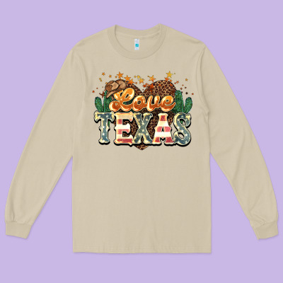 Love Texas 4th Of July Long Sleeve Tee Designed By Howdyjamesfarm