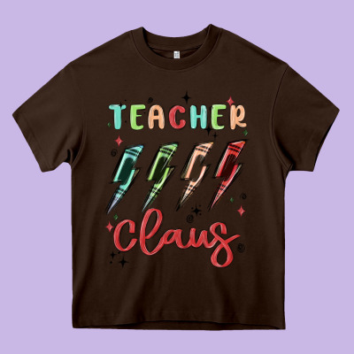 Teacher Claus Heavy Core Tee Designed By Maliassmallbusiness