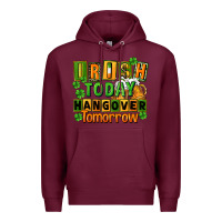 Burgundy Irish today hangover tomorrow  St. Patricks Day Premium Hoodie - FaDigitalArtStudio