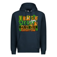 Navy Irish today hangover tomorrow  St. Patricks Day Premium Hoodie - FaDigitalArtStudio