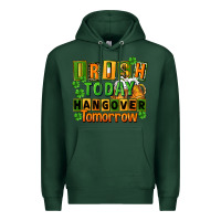 Sports Green Irish today hangover tomorrow  St. Patricks Day Premium Hoodie - FaDigitalArtStudio
