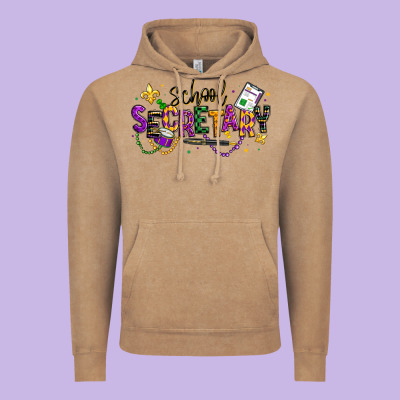 Mardi Gras School Secretary Vintage Hoodie Designed By Texasbilliewilder