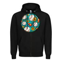 Black baseball with sunflower round earrings Zipper Hoodie - BundleAndBundleShop