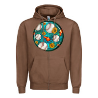 Chestnut baseball with sunflower round earrings Zipper Hoodie - BundleAndBundleShop