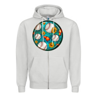 Dove Grey baseball with sunflower round earrings Zipper Hoodie - BundleAndBundleShop