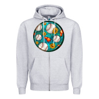 Heather Grey baseball with sunflower round earrings Zipper Hoodie - BundleAndBundleShop
