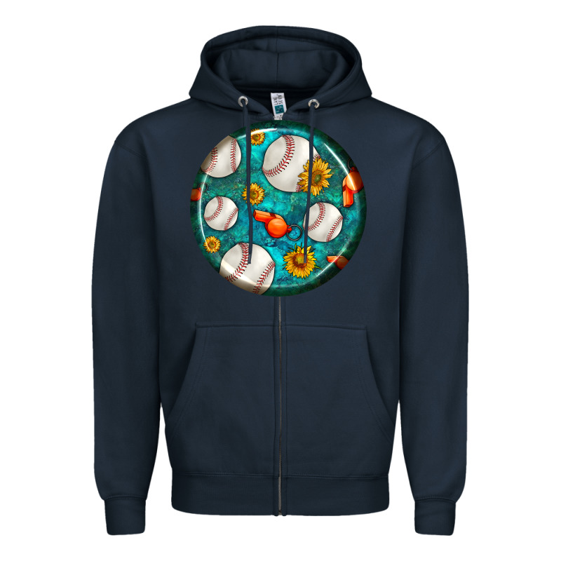 Baseball With Sunflower Round Earrings Zipper Hoodie by BundleAndBundleShop | Teevron