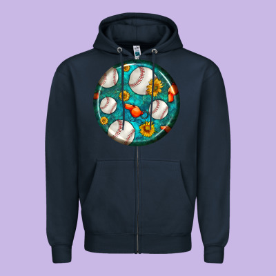 Baseball With Sunflower Round Earrings Zipper Hoodie Designed By Bundleandbundleshop