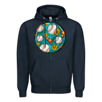 Navy baseball with sunflower round earrings Zipper Hoodie - BundleAndBundleShop