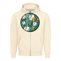 Sandshell baseball with sunflower round earrings Zipper Hoodie - BundleAndBundleShop