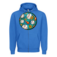 True Royal baseball with sunflower round earrings Zipper Hoodie - BundleAndBundleShop