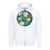 White baseball with sunflower round earrings Zipper Hoodie - BundleAndBundleShop