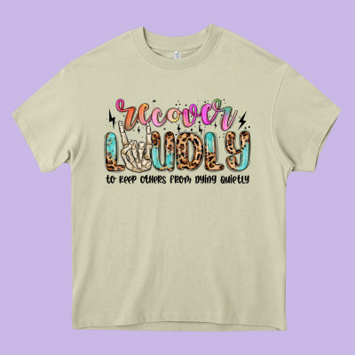 Recover Loudly To Keep Others From Dying Quietly M Heavy Core Tee Designed By Maliassmallbusiness