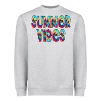 Heather Grey summer vibes tie dye doodle Heavyweight Sweatshirt - CowCowDesign