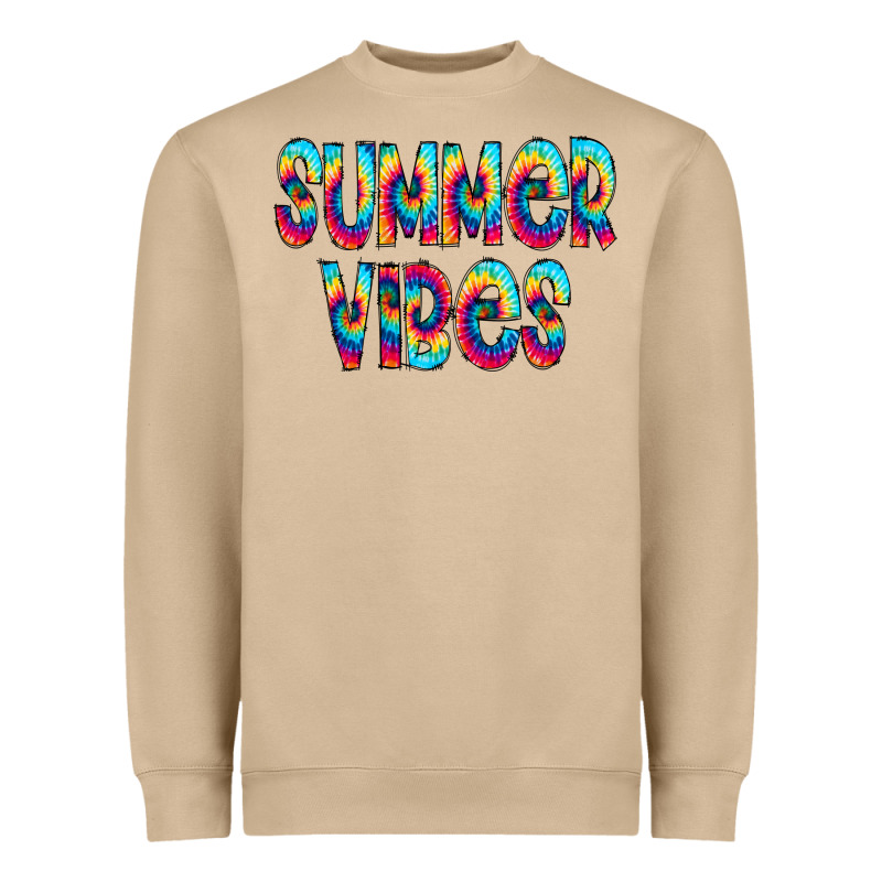 Summer Vibes Tie Dye Doodle Heavyweight Sweatshirt by CowCowDesign | Teevron