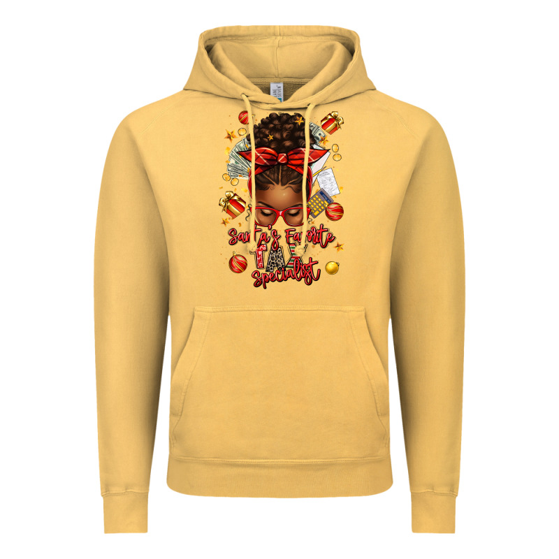 Santa Favorite Tax Specialist Afro Messy Bun Vintage Hoodie by texasbilliewilder | Teevron