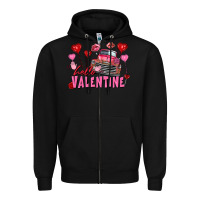 Black hello valentine valentine's day truck Zipper Hoodie - FaDigitalArtStudio