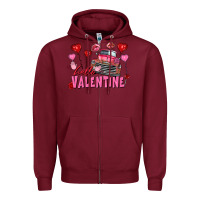 Burgundy hello valentine valentine's day truck Zipper Hoodie - FaDigitalArtStudio