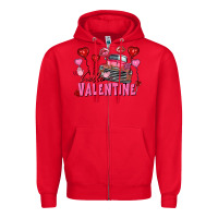 Red hello valentine valentine's day truck Zipper Hoodie - FaDigitalArtStudio