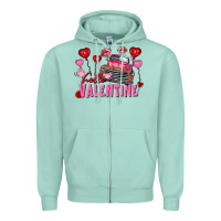 Seafoam hello valentine valentine's day truck Zipper Hoodie - FaDigitalArtStudio