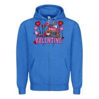 True Royal hello valentine valentine's day truck Zipper Hoodie - FaDigitalArtStudio