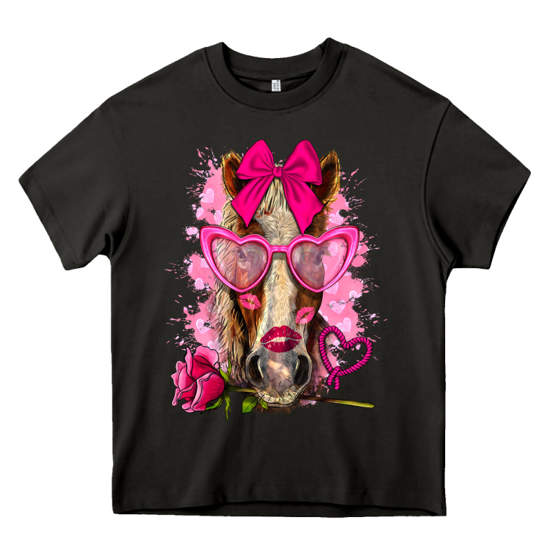 Valentines Day Horse With Sunglasses Heavy Core Tee by NancyCooperArtShop | Teevron