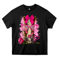 Black valentines day horse with sunglasses Heavy Core Tee - NancyCooperArtShop