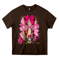 Chocolate Brown valentines day horse with sunglasses Heavy Core Tee - NancyCooperArtShop