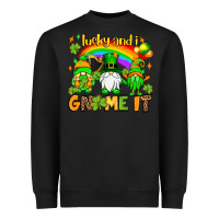 Black St. Patrick's Lucky and i gnome it Heavyweight Sweatshirt - OliviaCreatesArt
