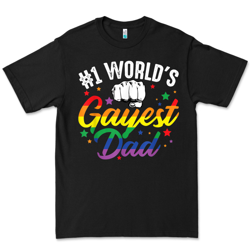 1 Worlds Gayest Dad Funny Fathers Day Lgbt Pride R Premium Tee by tuanDangUi | Teevron
