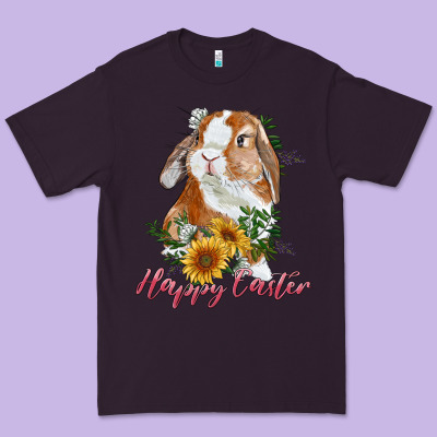 Happy Easter With Bunny And Sunflowers Premium Tee Designed By Ranaportraitstore