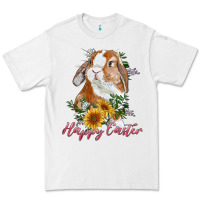 White Happy easter with bunny and sunflowers Premium Tee - RanaPortraitStore