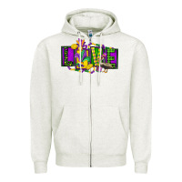 Oatmeal Heather mardi gras love Zipper Hoodie - FaDigitalArtStudio