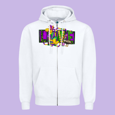 Mardi Gras Love Zipper Hoodie Designed By Fadigitalartstudio