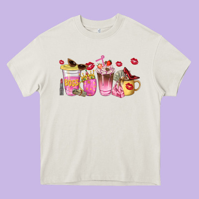 Boss Lady Coffee Cups Heavy Core Tee Designed By Nancycooperartshop