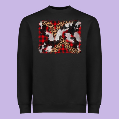Cowhide Buffalo Plaid Leopad Background Heavyweight Sweatshirt Designed By Cowcowdesign