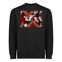 Black cowhide buffalo plaid leopad background Heavyweight Sweatshirt - CowCowDesign