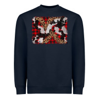 Navy cowhide buffalo plaid leopad background Heavyweight Sweatshirt - CowCowDesign