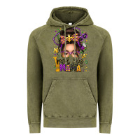 Vintage Olive mardi gras mama messy bun Vintage Hoodie - texasbilliewilder